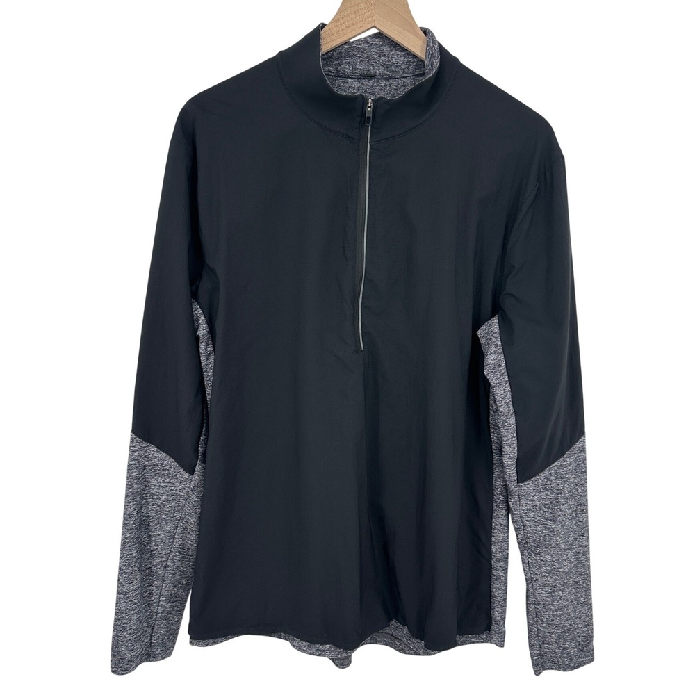 Lululemon Jacket Mens Large Black Gray Surge Shield Half Zip Pullover Active Gym